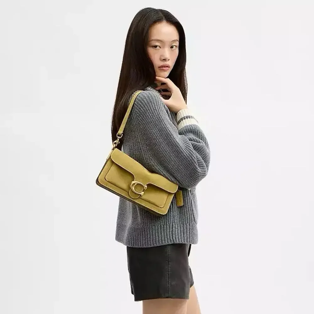 NWT Coach Suede Tabby Shoulder Bag 26 CEN52 Brass/Light Citron